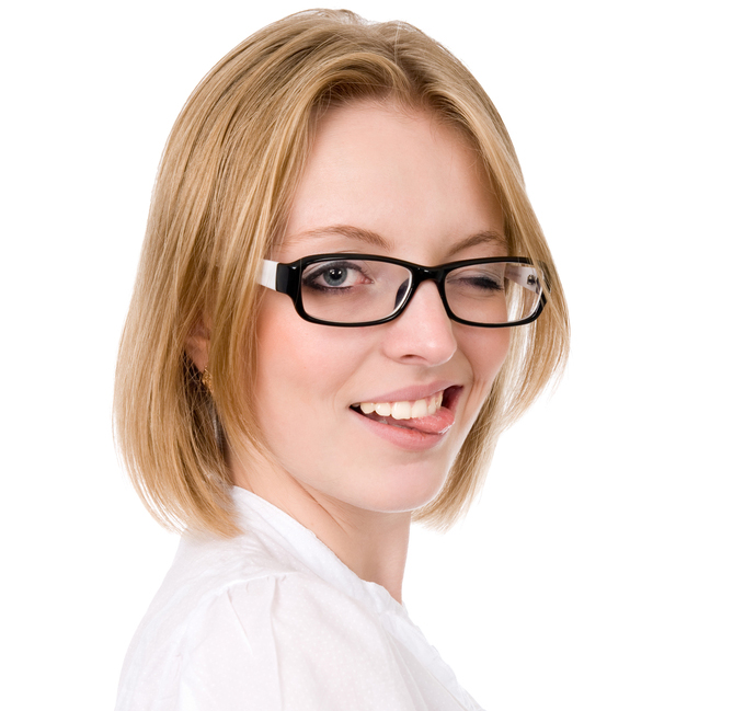 Girl in glasses winking