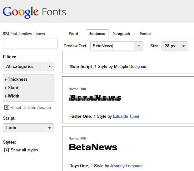google desktop fonts