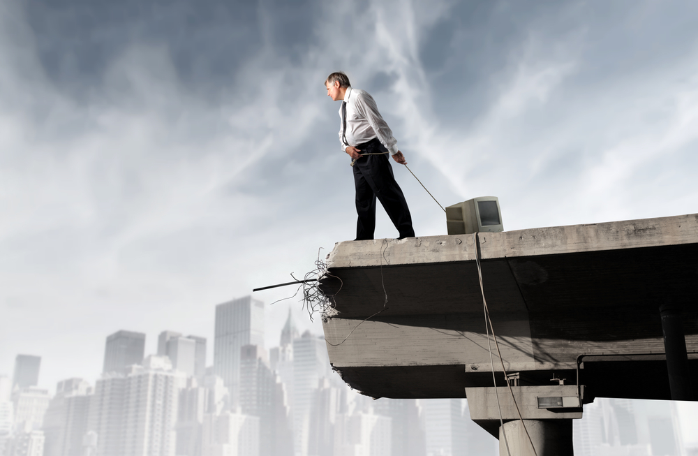 Businessman old computer