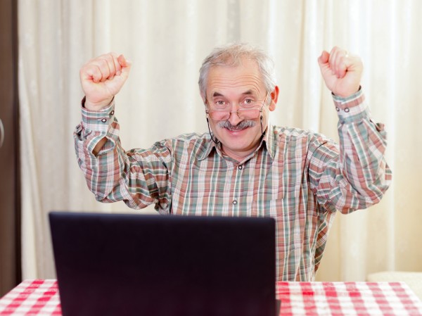 old elderly man using PC