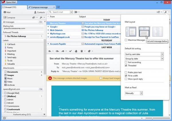 set up opera mail connect to hotmail