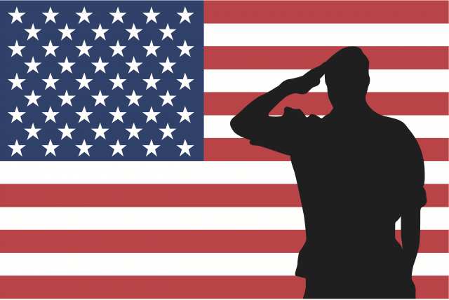 Saluting Flag USA Soldier Man