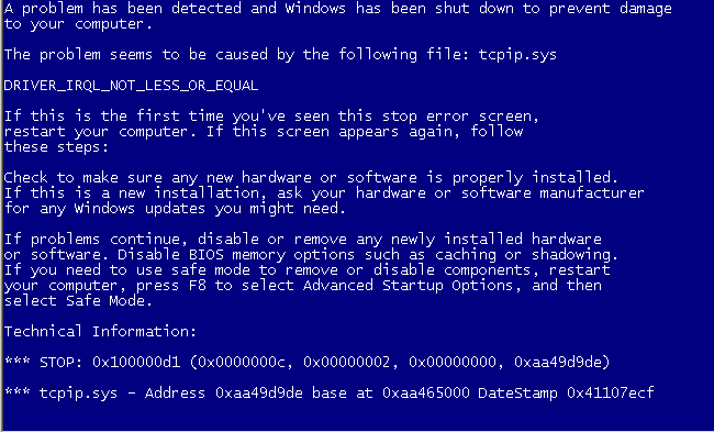 blue screen