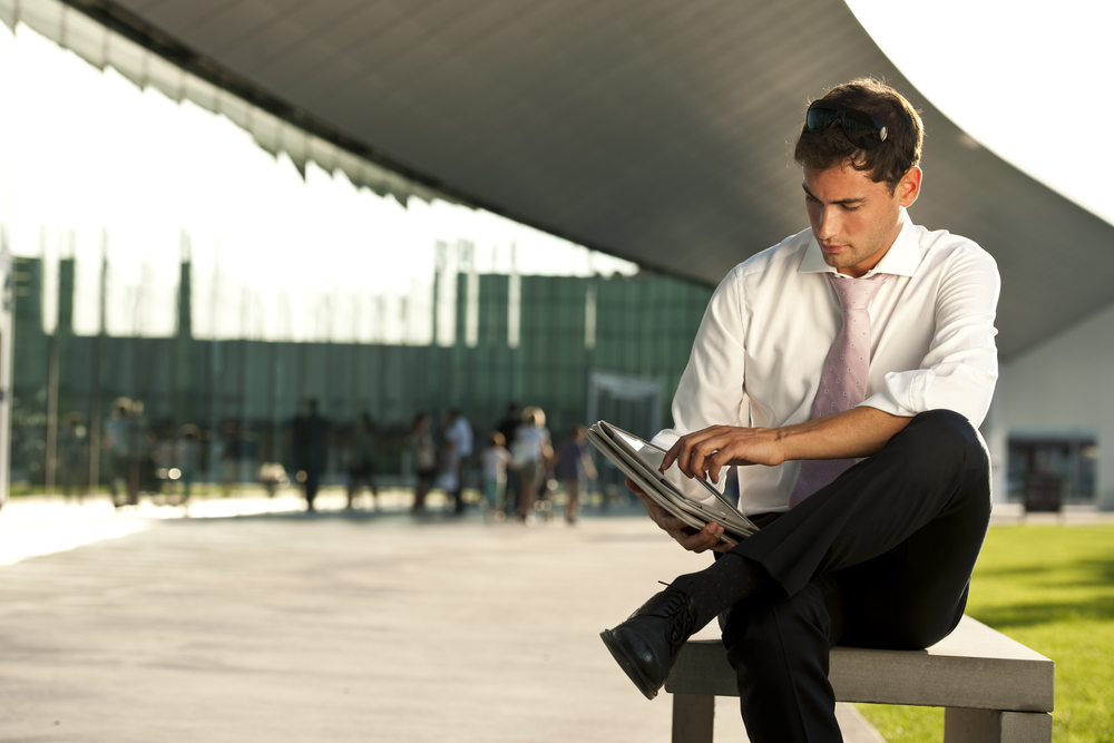 businessman tablet