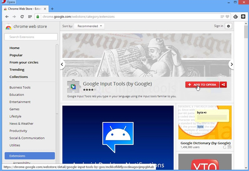 chrome in opera developer