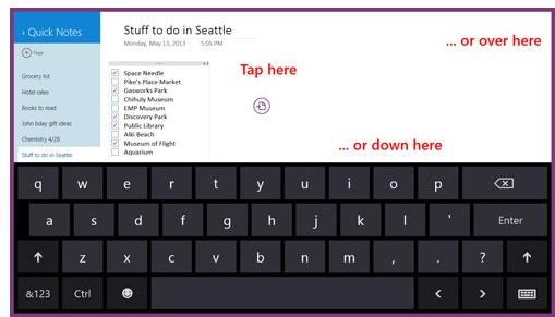 onenote for w8 keyboard