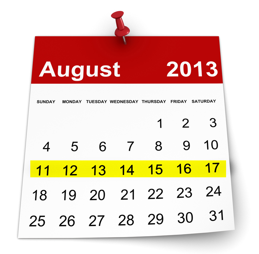August calendar 11-17