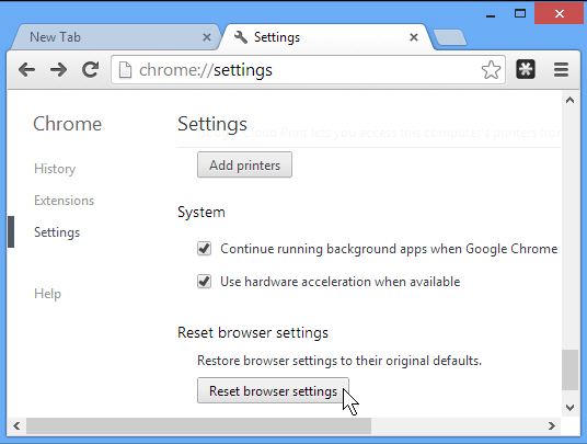 reset google chrome for mac