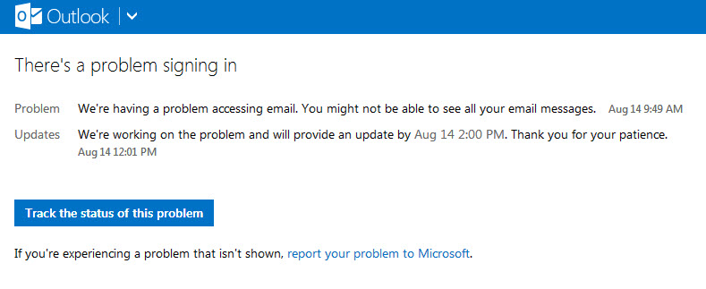 microsoft outlook outage