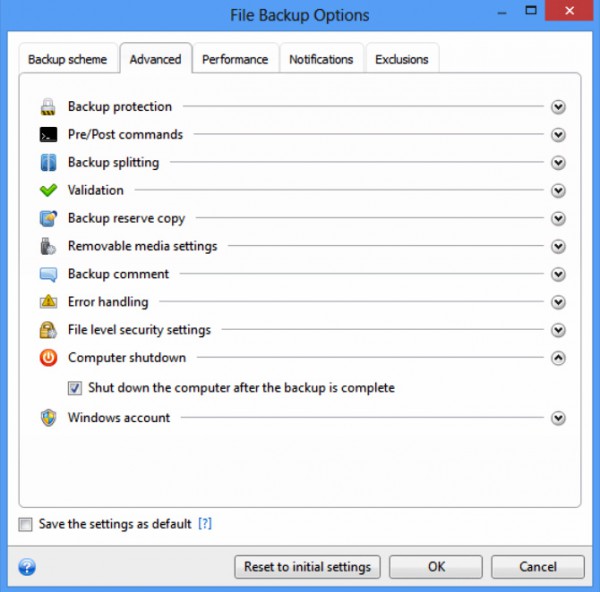 acronis true image 2014 machine options