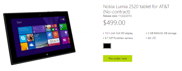 Nokia Lumia 2520 Windows RT 8.1 tablet gets a release date