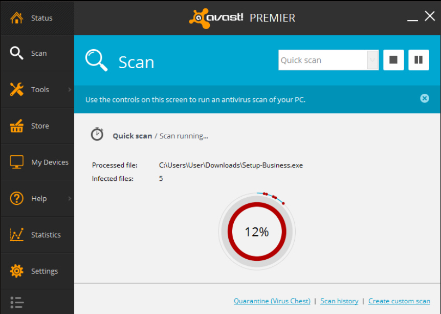 avast delete infected files