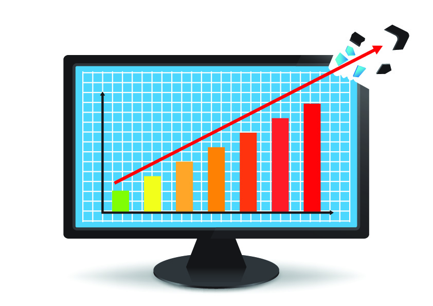 Success graph on monitor