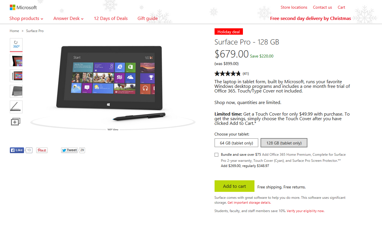 Microsoft slashes the price of the first-gen Surface Pro — 64GB