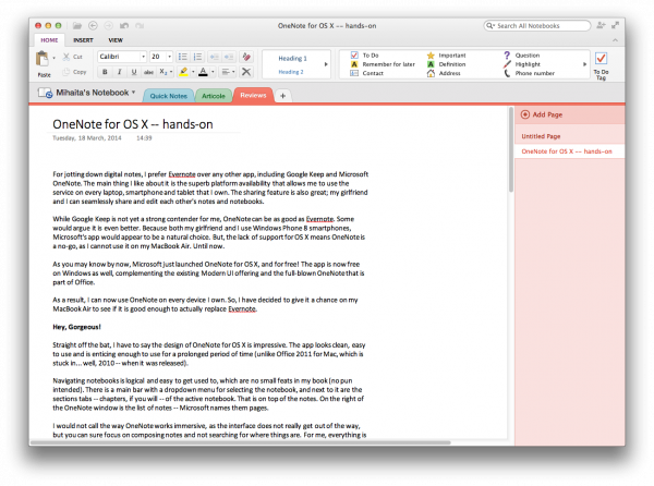 onenote on macbook