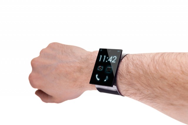 Big smartwatch worn on right wrist
