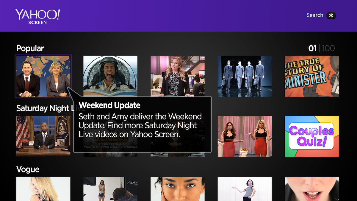 Yahoo Screen launches on Roku, brings comedy clips to the settop box