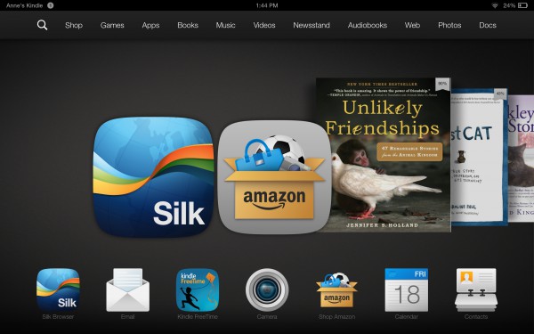 Kindle Fire Home Screen