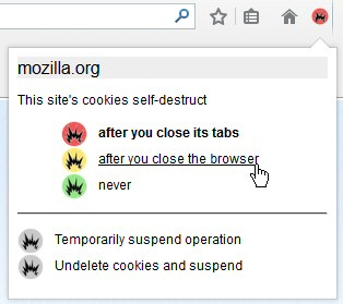 Self-Destructing Cookies for Firefox