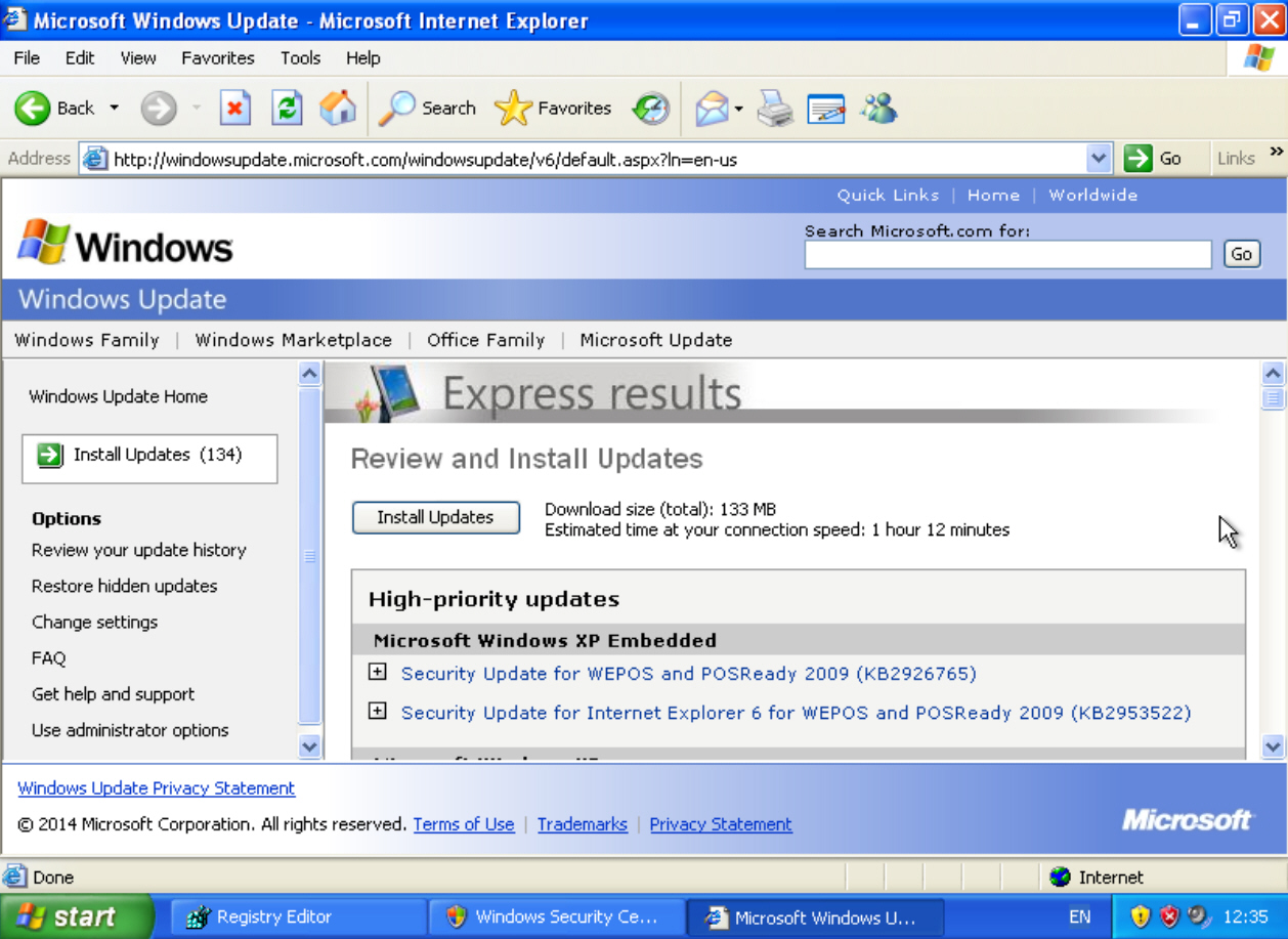 windows xp update internet explorer