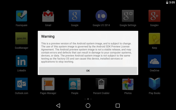 Android L preview bug warning