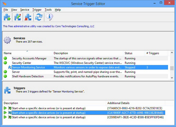 Service Trigger Editor