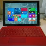 Surface Pro 3 with red Type Cover keyboard