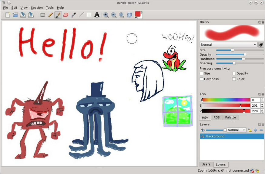 Drawpile work on drawings with 20+ other users in real time