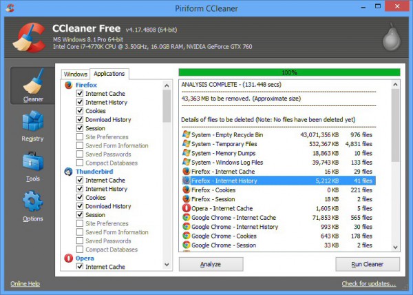 CCleaner 4.17 improves browser cleanup