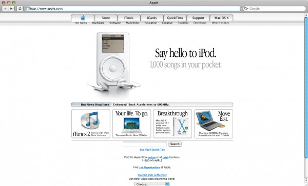 Apple Homepage with iPod