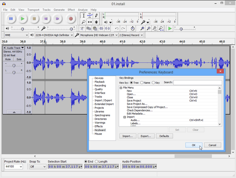 editing in audacity