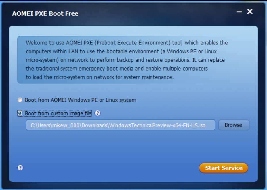 Aomei pxe boot