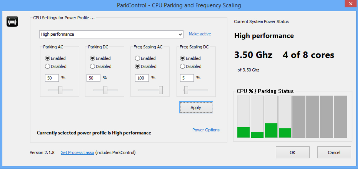 ParkControl – Tweak CPU Core Parking and More