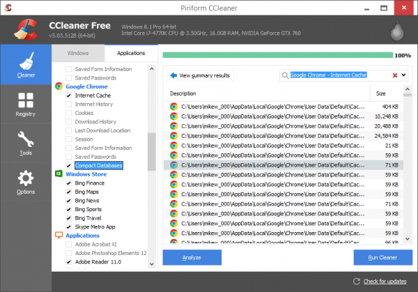 Почему ccleaner пропускает google chrome