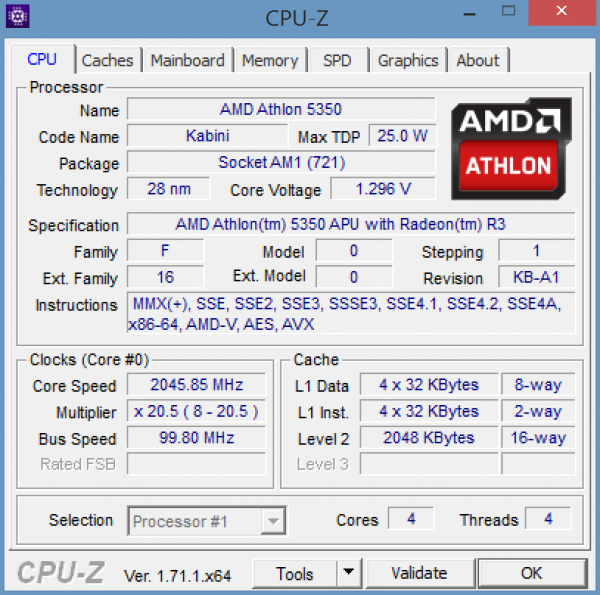 I added a PowerColor AMD Radeon R7 250 2GB GDDR5 to my AMD AM1 desktop