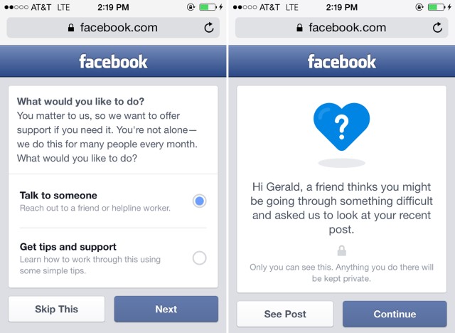 Facebook puts users on suicide watch