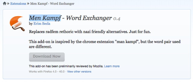 Mozilla Men Kampf Firefox extension