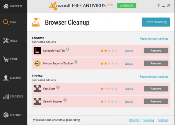 does avast webshield scan my chrome app