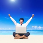 man beach summer remote work