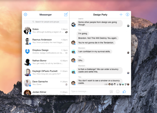 Facebook messenger app macbook pro