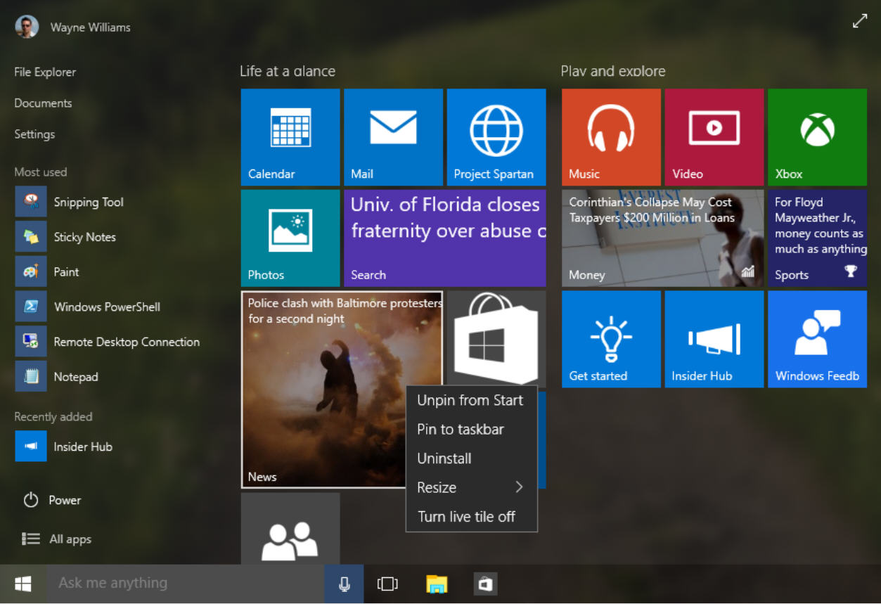 best live tiles windows 10