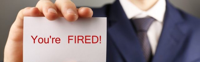 Boss firing employee message card