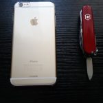 Transparent Innerexile Glacier self-healing iPhone 6 case scratched by Swiss Army Knife by Victorinox