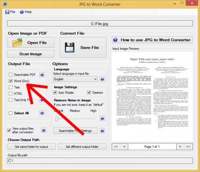 jpeg to word file converter online