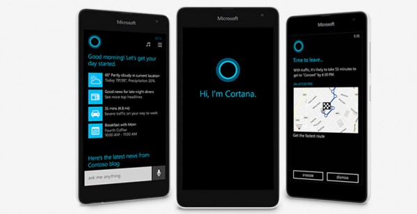 Cortana shown on Microsoft Lumia 535 Windows Phone