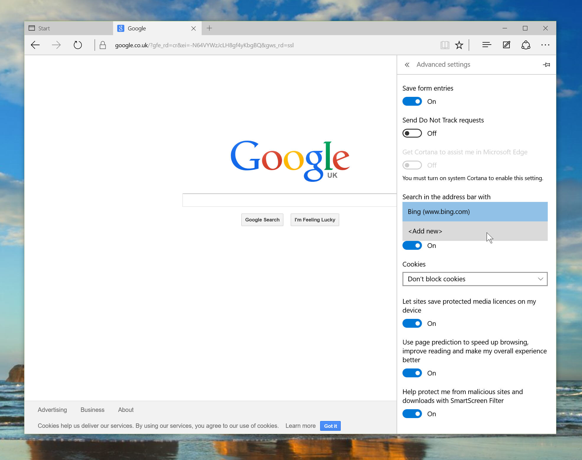 Microsoft Edge Change Default Search Engine
