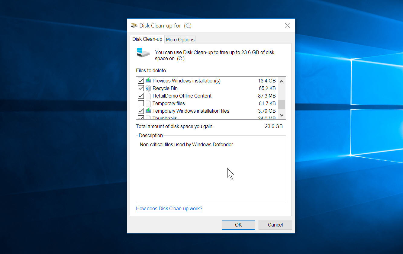 compress your os drive disk cleanup windows 10 ssd