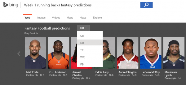 Get your first down with Bing's football and fantasy predictions