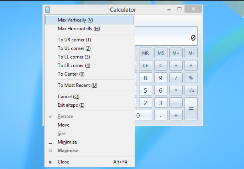 resize a program window with keyboard