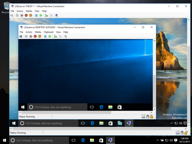 Windows 10 Insider Preview build 10565 Hyper V Nested virtualization